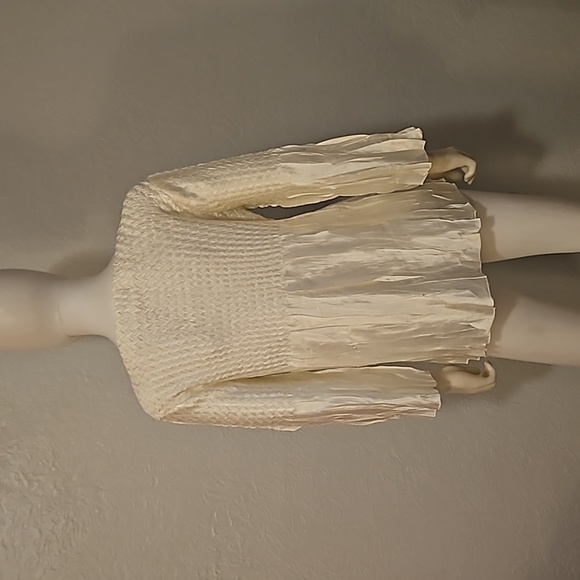 VTG TOFFEE APPLE 1990s White Satin Rosette Square Neck Castlecore Blouse - Picture 9 of 9